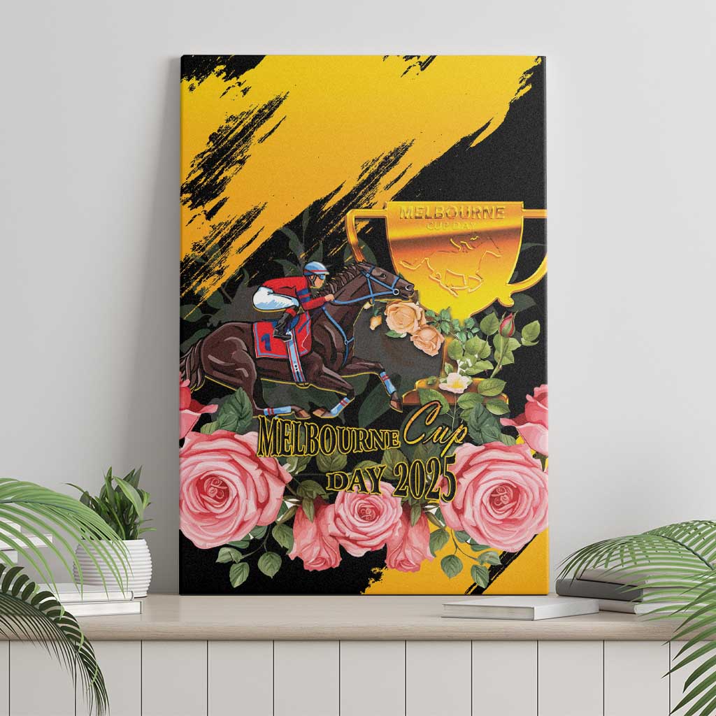 Personalised Australia Melbourne Cup Day Canvas Wall Art Horse Racing Trophy With Roses LT14