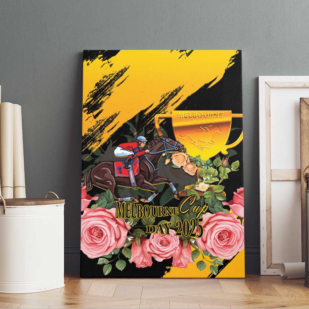 Personalised Australia Melbourne Cup Day Canvas Wall Art Horse Racing Trophy With Roses LT14