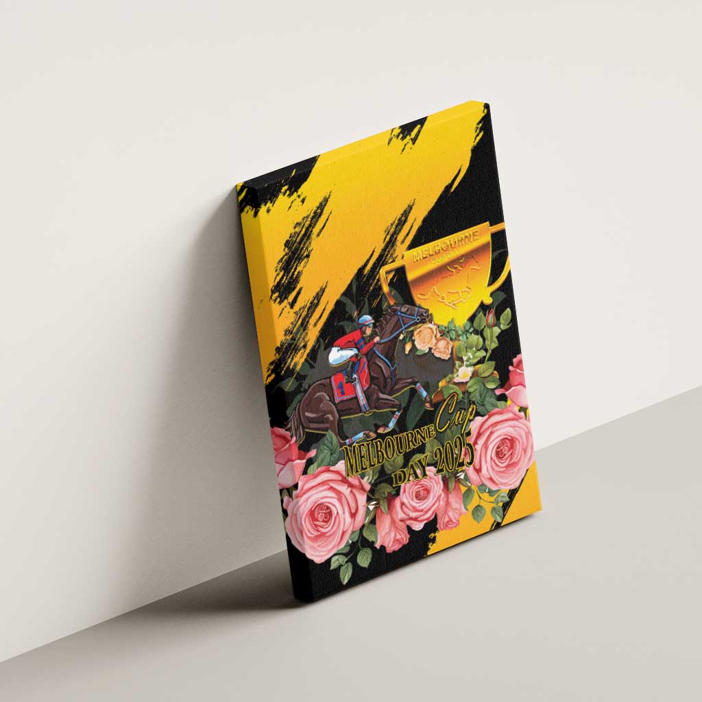 Personalised Australia Melbourne Cup Day Canvas Wall Art Horse Racing Trophy With Roses LT14