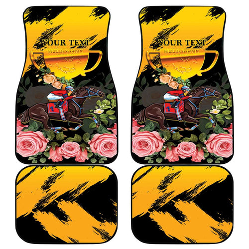 Personalised Australia Melbourne Cup Day Car Mats Horse Racing Trophy With Roses LT14