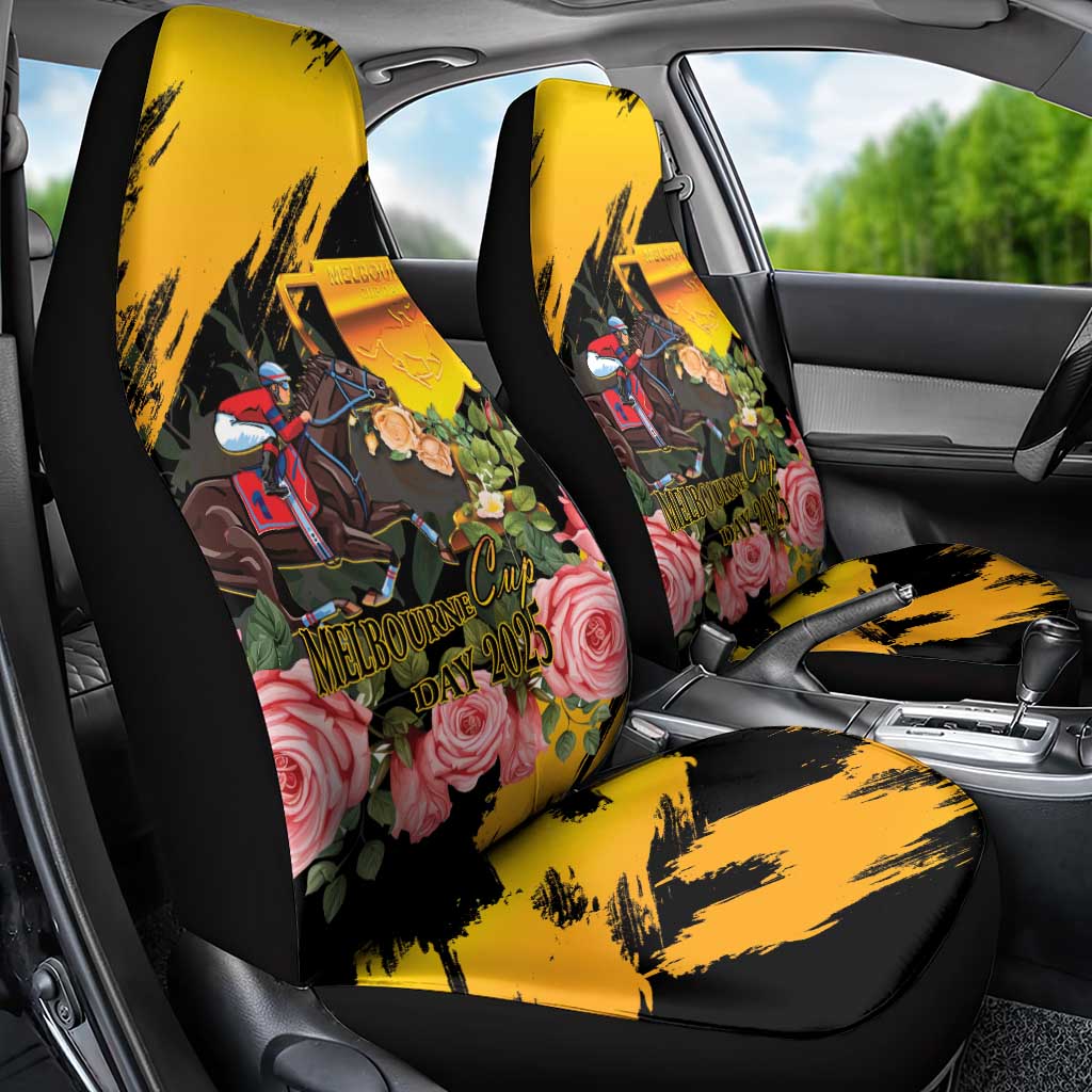 Personalised Australia Melbourne Cup Day Car Seat Cover Horse Racing Trophy With Roses LT14