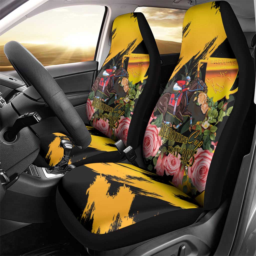 Personalised Australia Melbourne Cup Day Car Seat Cover Horse Racing Trophy With Roses LT14