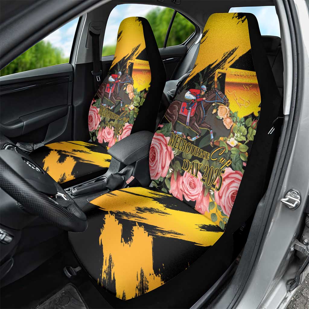 Personalised Australia Melbourne Cup Day Car Seat Cover Horse Racing Trophy With Roses LT14