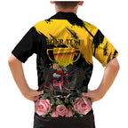 Personalised Australia Melbourne Cup Day Family Matching Mermaid Dress and Hawaiian Shirt Horse Racing Trophy With Roses LT14