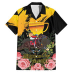 Personalised Australia Melbourne Cup Day Family Matching Mermaid Dress and Hawaiian Shirt Horse Racing Trophy With Roses LT14