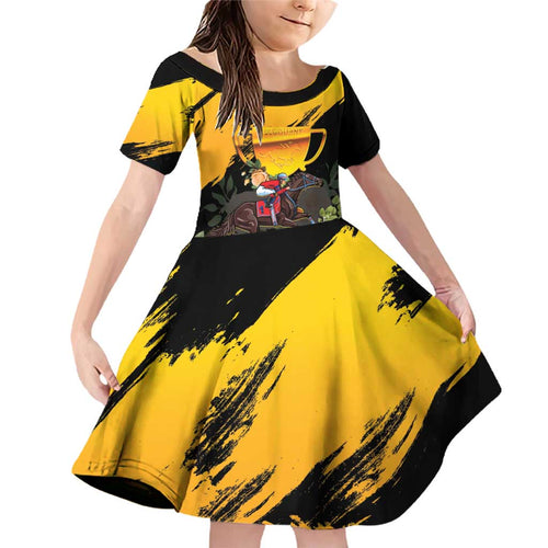 Personalised Australia Melbourne Cup Day Family Matching Off Shoulder Short Dress and Hawaiian Shirt Horse Racing Trophy With Roses LT14