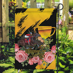 Personalised Australia Melbourne Cup Day Garden Flag Horse Racing Trophy With Roses LT14