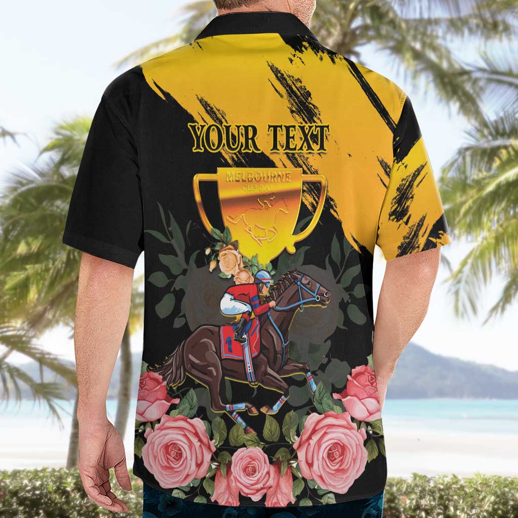 Personalised Australia Melbourne Cup Day Hawaiian Shirt Horse Racing Trophy With Roses LT14