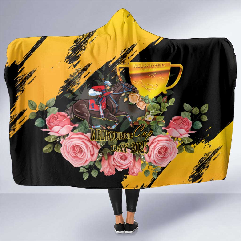 Personalised Australia Melbourne Cup Day Hooded Blanket Horse Racing Trophy With Roses LT14