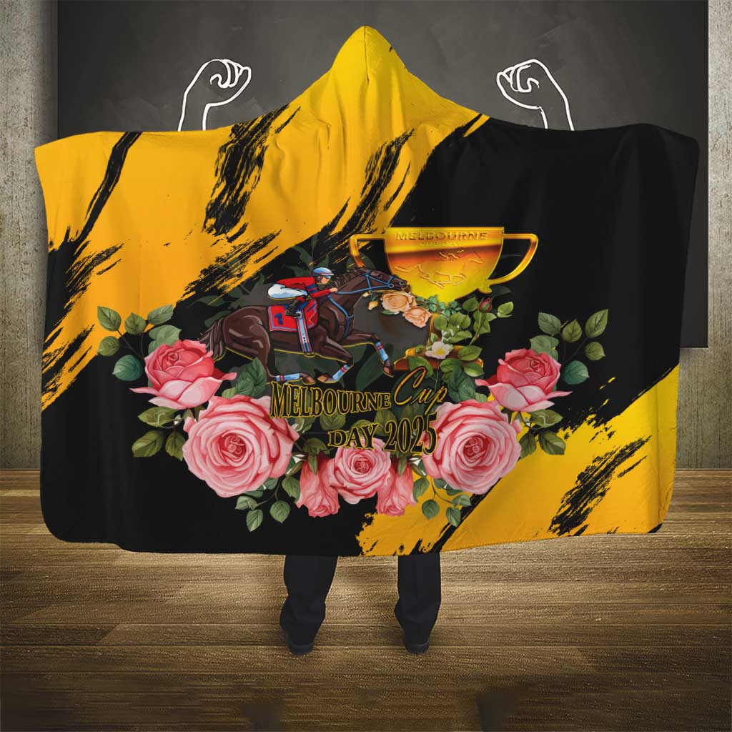 Personalised Australia Melbourne Cup Day Hooded Blanket Horse Racing Trophy With Roses LT14