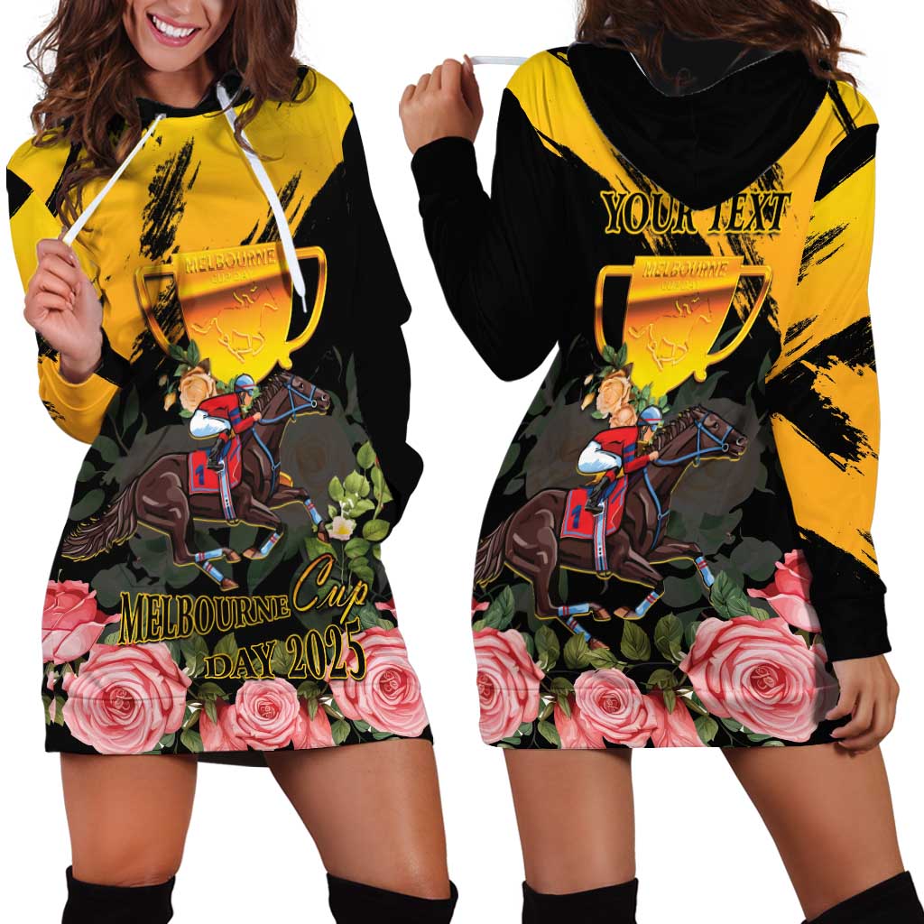Personalised Australia Melbourne Cup Day Hoodie Dress Horse Racing Trophy With Roses LT14