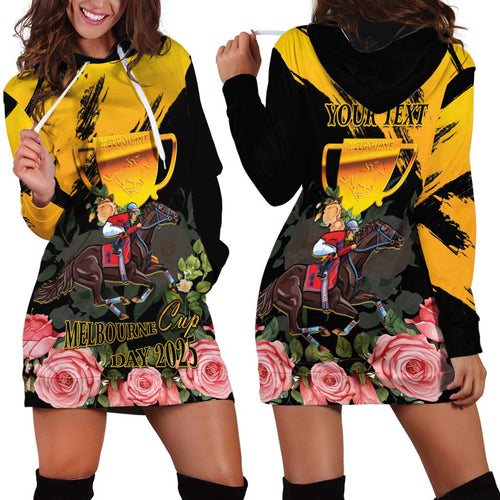 Personalised Australia Melbourne Cup Day Hoodie Dress Horse Racing Trophy With Roses LT14