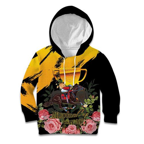 Personalised Australia Melbourne Cup Day Kid Hoodie Horse Racing Trophy With Roses LT14