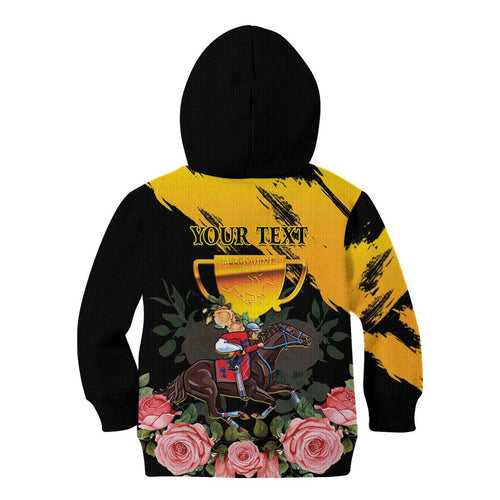 Personalised Australia Melbourne Cup Day Kid Hoodie Horse Racing Trophy With Roses LT14