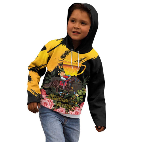 Personalised Australia Melbourne Cup Day Kid Hoodie Horse Racing Trophy With Roses LT14