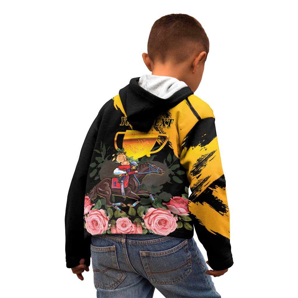 Personalised Australia Melbourne Cup Day Kid Hoodie Horse Racing Trophy With Roses LT14