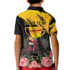 Personalised Australia Melbourne Cup Day Kid Polo Shirt Horse Racing Trophy With Roses LT14
