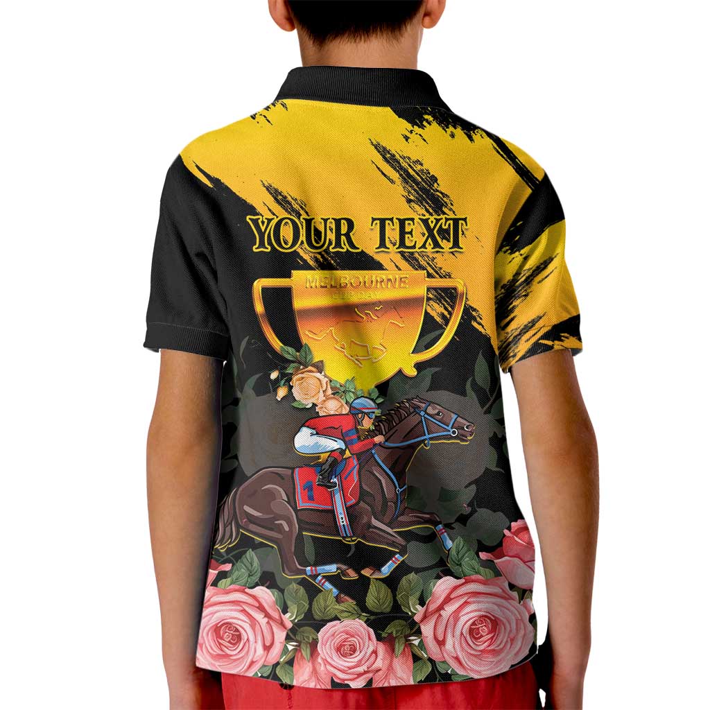 Personalised Australia Melbourne Cup Day Kid Polo Shirt Horse Racing Trophy With Roses LT14