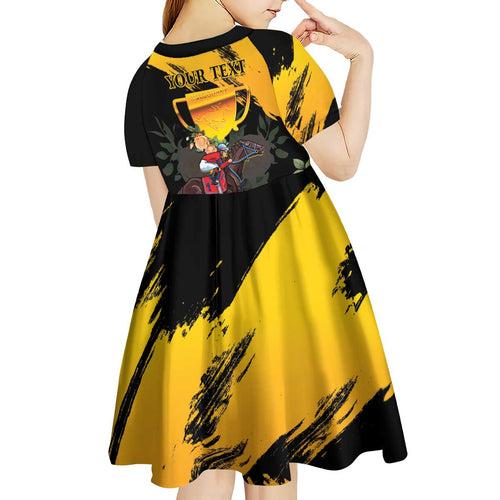 Personalised Australia Melbourne Cup Day Kid Short Sleeve Dress Horse Racing Trophy With Roses LT14