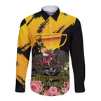 Personalised Australia Melbourne Cup Day Long Sleeve Button Shirt Horse Racing Trophy With Roses LT14