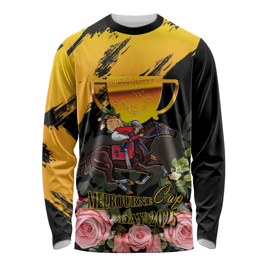 Personalised Australia Melbourne Cup Day Long Sleeve Shirt Horse Racing Trophy With Roses LT14