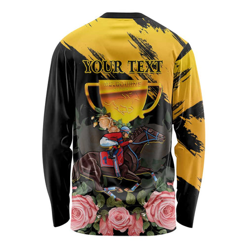 Personalised Australia Melbourne Cup Day Long Sleeve Shirt Horse Racing Trophy With Roses LT14