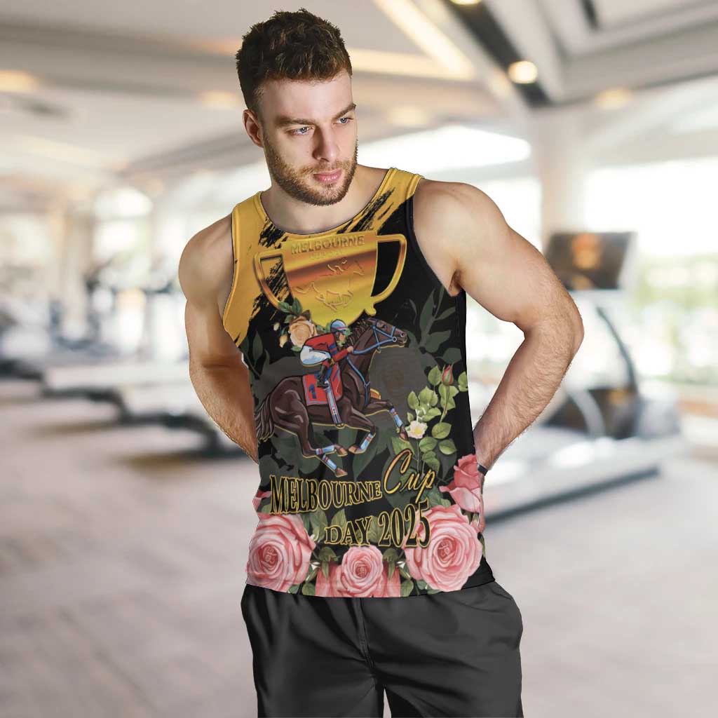 Personalised Australia Melbourne Cup Day Men Tank Top Horse Racing Trophy With Roses LT14
