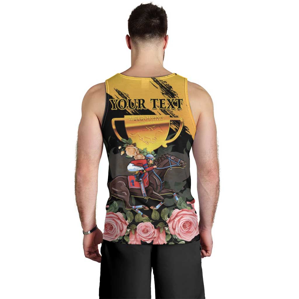 Personalised Australia Melbourne Cup Day Men Tank Top Horse Racing Trophy With Roses LT14