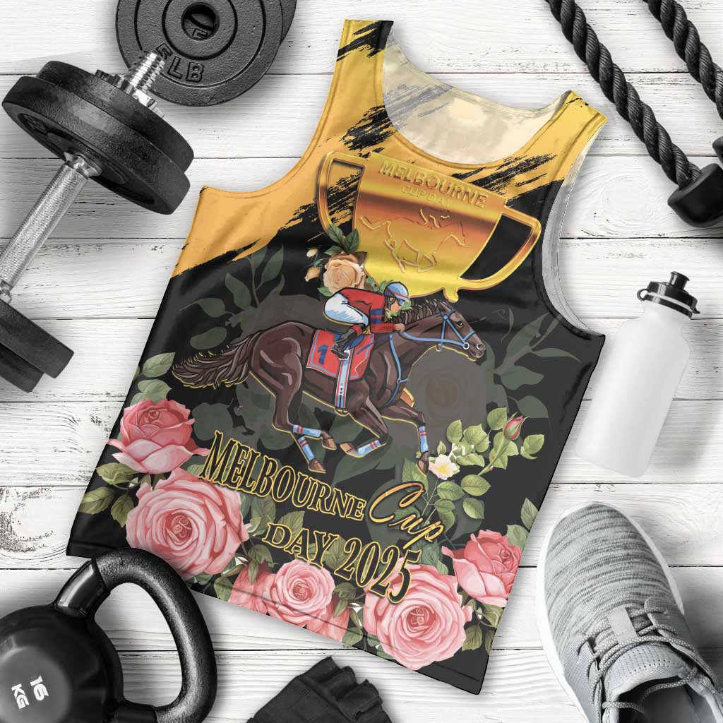 Personalised Australia Melbourne Cup Day Men Tank Top Horse Racing Trophy With Roses LT14
