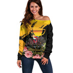 Personalised Australia Melbourne Cup Day Off Shoulder Sweater Horse Racing Trophy With Roses LT14