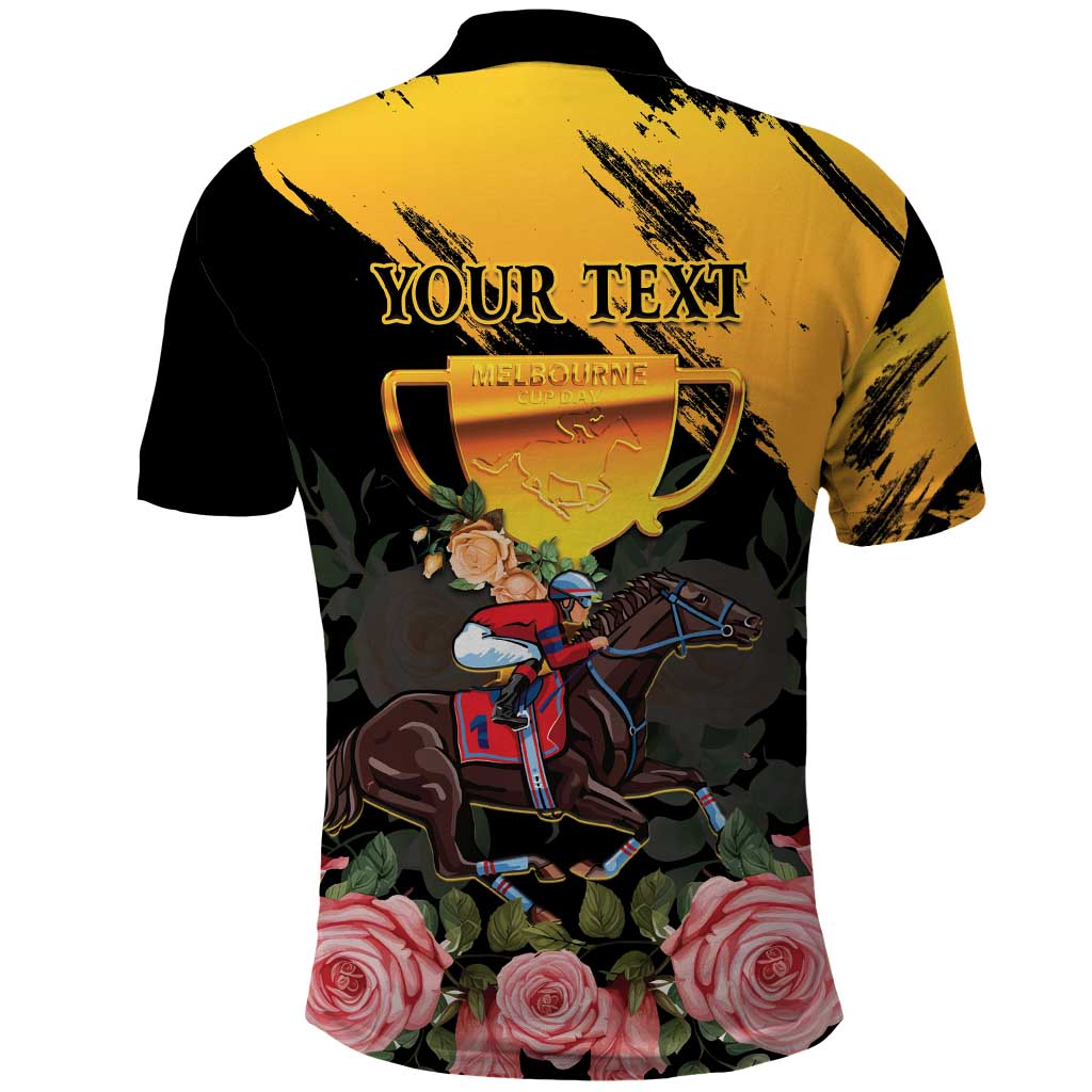 Personalised Australia Melbourne Cup Day Polo Shirt Horse Racing Trophy With Roses LT14