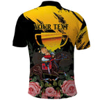 Personalised Australia Melbourne Cup Day Polo Shirt Horse Racing Trophy With Roses LT14