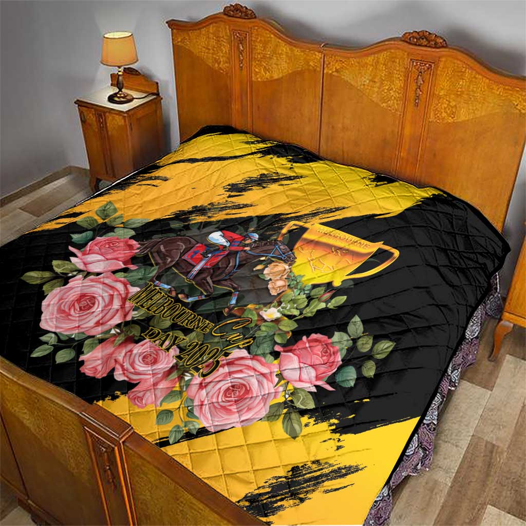 Personalised Australia Melbourne Cup Day Quilt Horse Racing Trophy With Roses LT14