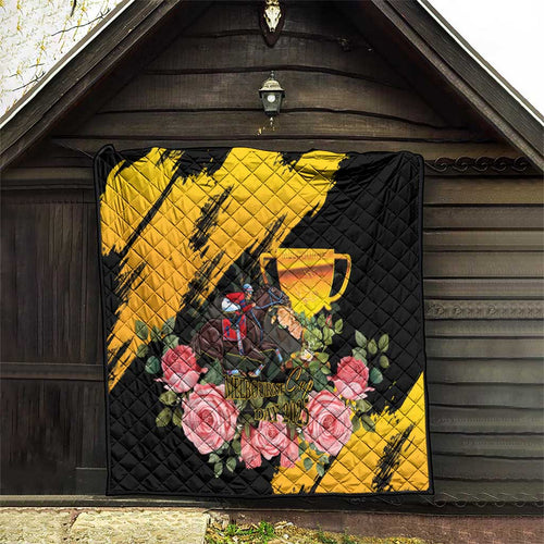 Personalised Australia Melbourne Cup Day Quilt Horse Racing Trophy With Roses LT14
