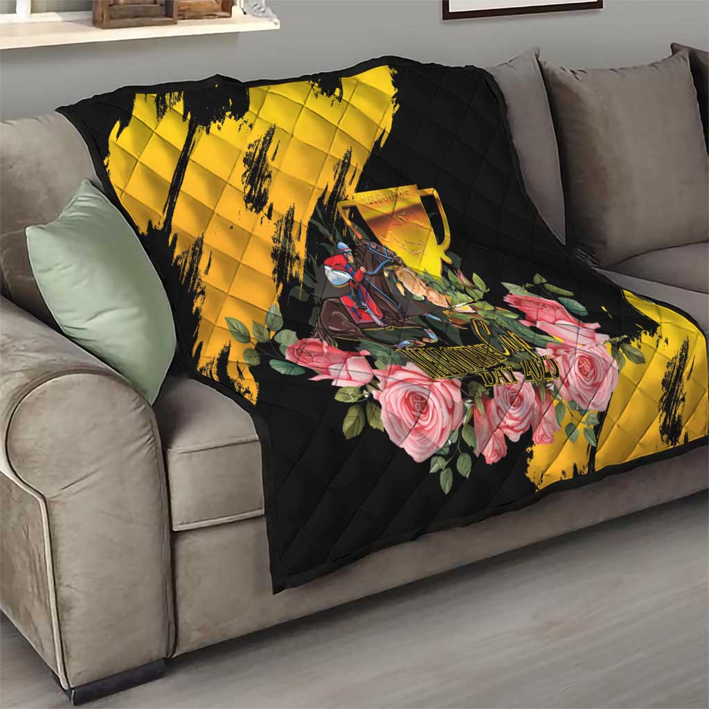 Personalised Australia Melbourne Cup Day Quilt Horse Racing Trophy With Roses LT14