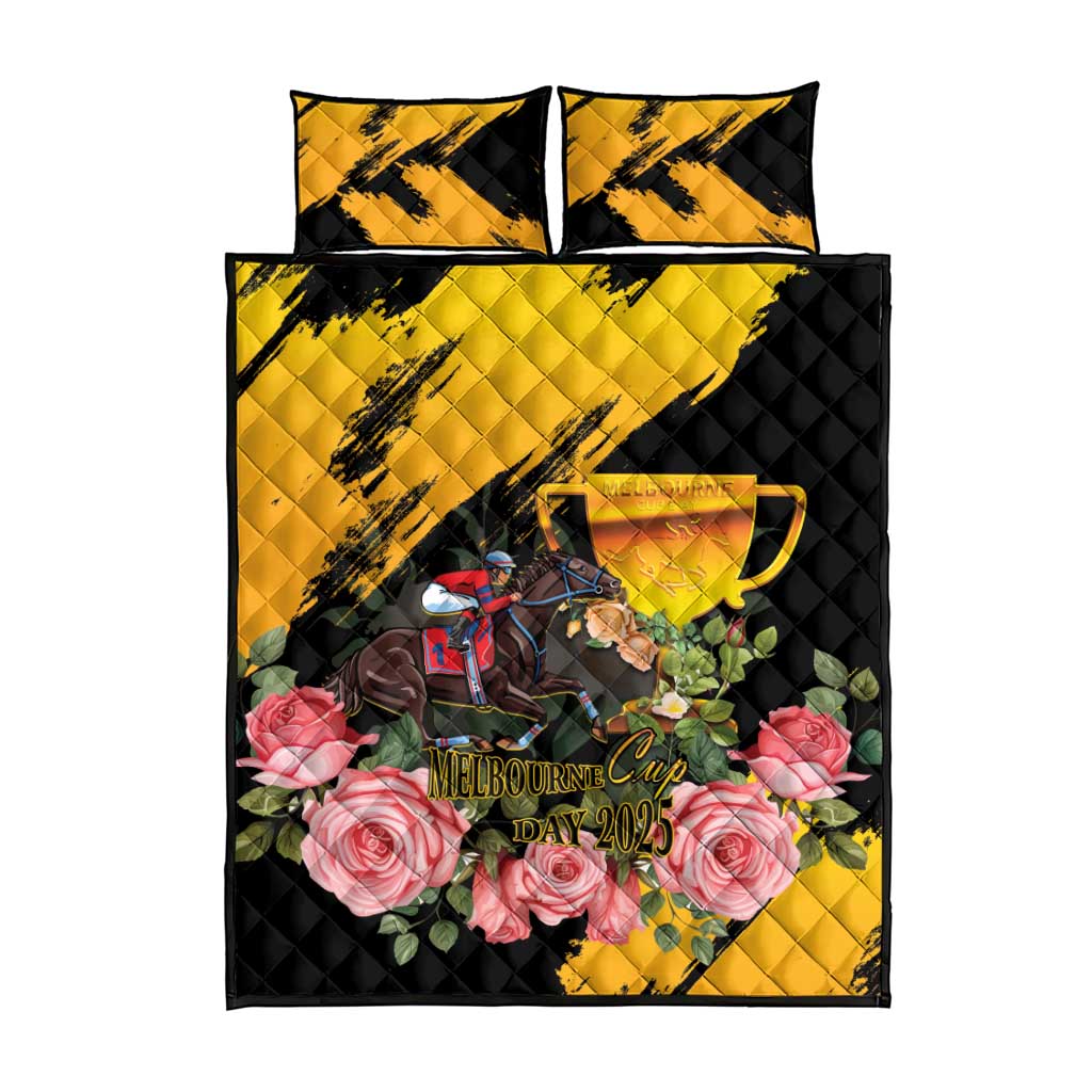 Personalised Australia Melbourne Cup Day Quilt Bed Set Horse Racing Trophy With Roses LT14