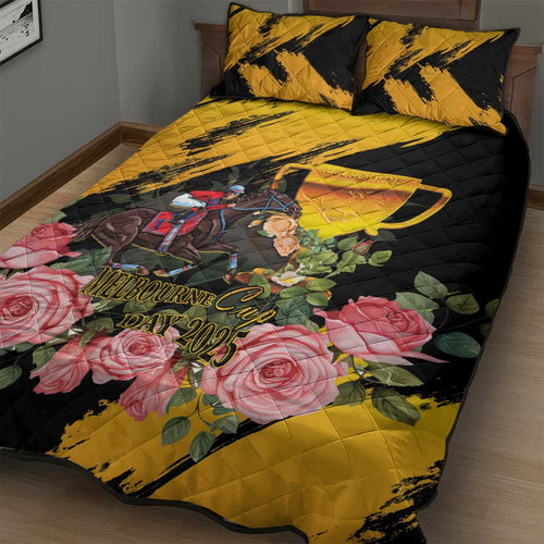 Personalised Australia Melbourne Cup Day Quilt Bed Set Horse Racing Trophy With Roses LT14