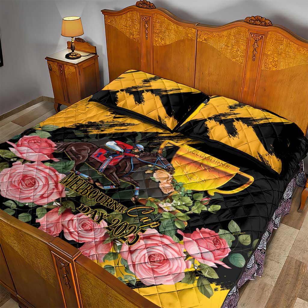 Personalised Australia Melbourne Cup Day Quilt Bed Set Horse Racing Trophy With Roses LT14