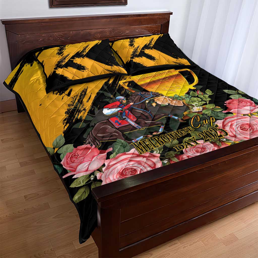 Personalised Australia Melbourne Cup Day Quilt Bed Set Horse Racing Trophy With Roses LT14