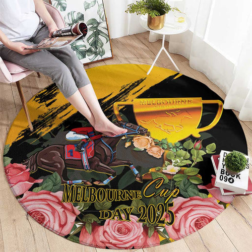 Personalised Australia Melbourne Cup Day Round Carpet Horse Racing Trophy With Roses LT14