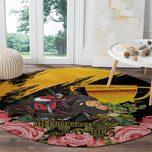 Personalised Australia Melbourne Cup Day Round Carpet Horse Racing Trophy With Roses LT14