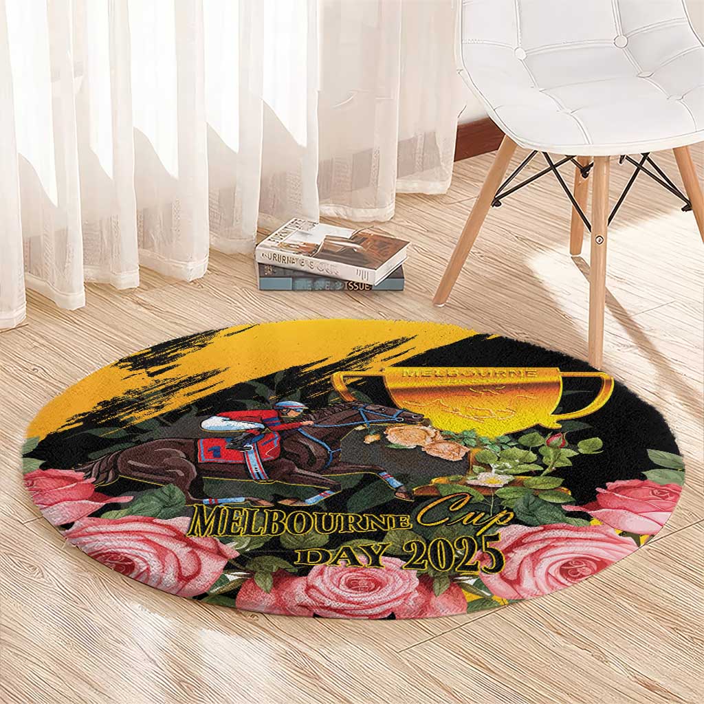 Personalised Australia Melbourne Cup Day Round Carpet Horse Racing Trophy With Roses LT14