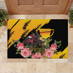 Personalised Australia Melbourne Cup Day Rubber Doormat Horse Racing Trophy With Roses LT14