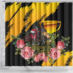 Personalised Australia Melbourne Cup Day Shower Curtain Horse Racing Trophy With Roses LT14