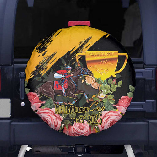 Personalised Australia Melbourne Cup Day Spare Tire Cover Horse Racing Trophy With Roses LT14