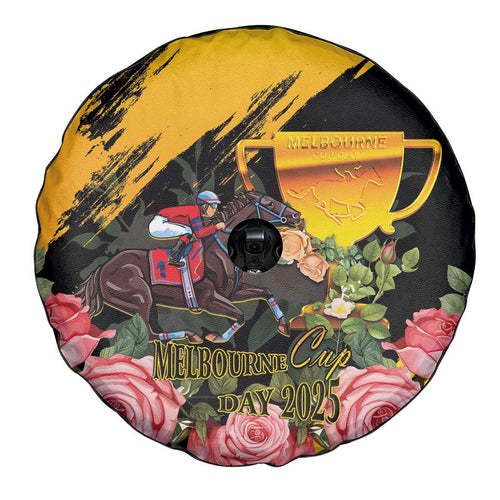 Personalised Australia Melbourne Cup Day Spare Tire Cover Horse Racing Trophy With Roses LT14