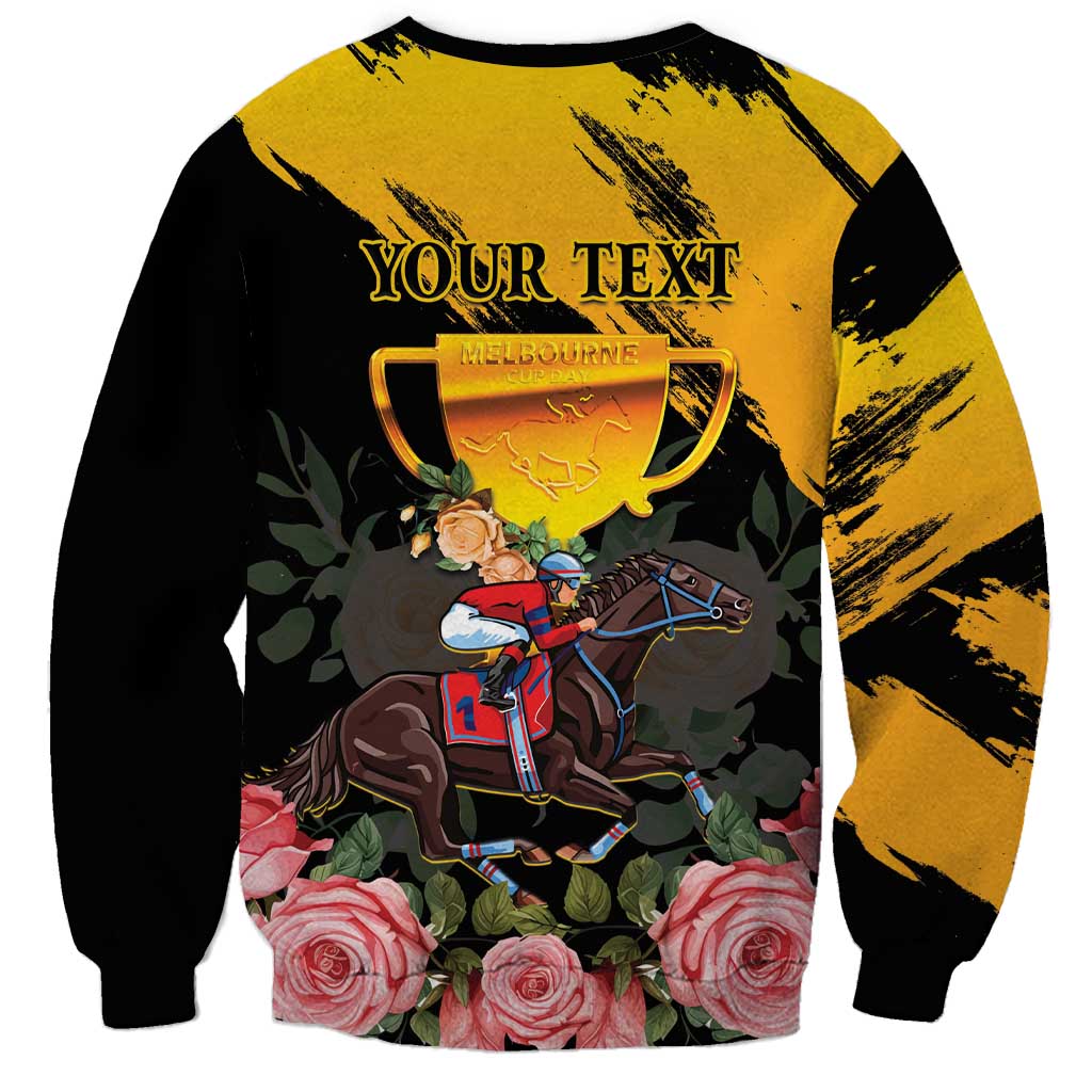 Personalised Australia Melbourne Cup Day Sweatshirt Horse Racing Trophy With Roses LT14