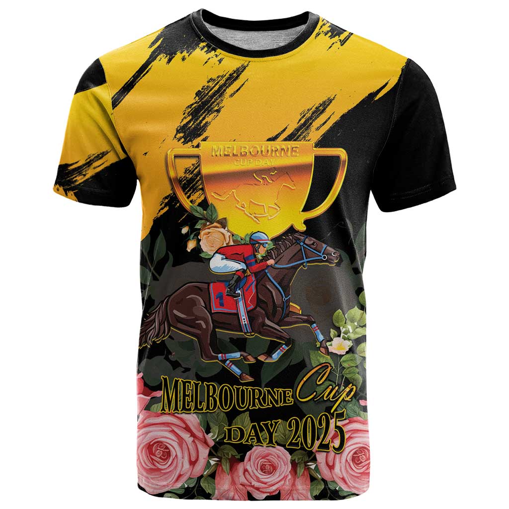 Personalised Australia Melbourne Cup Day T Shirt Horse Racing Trophy With Roses LT14