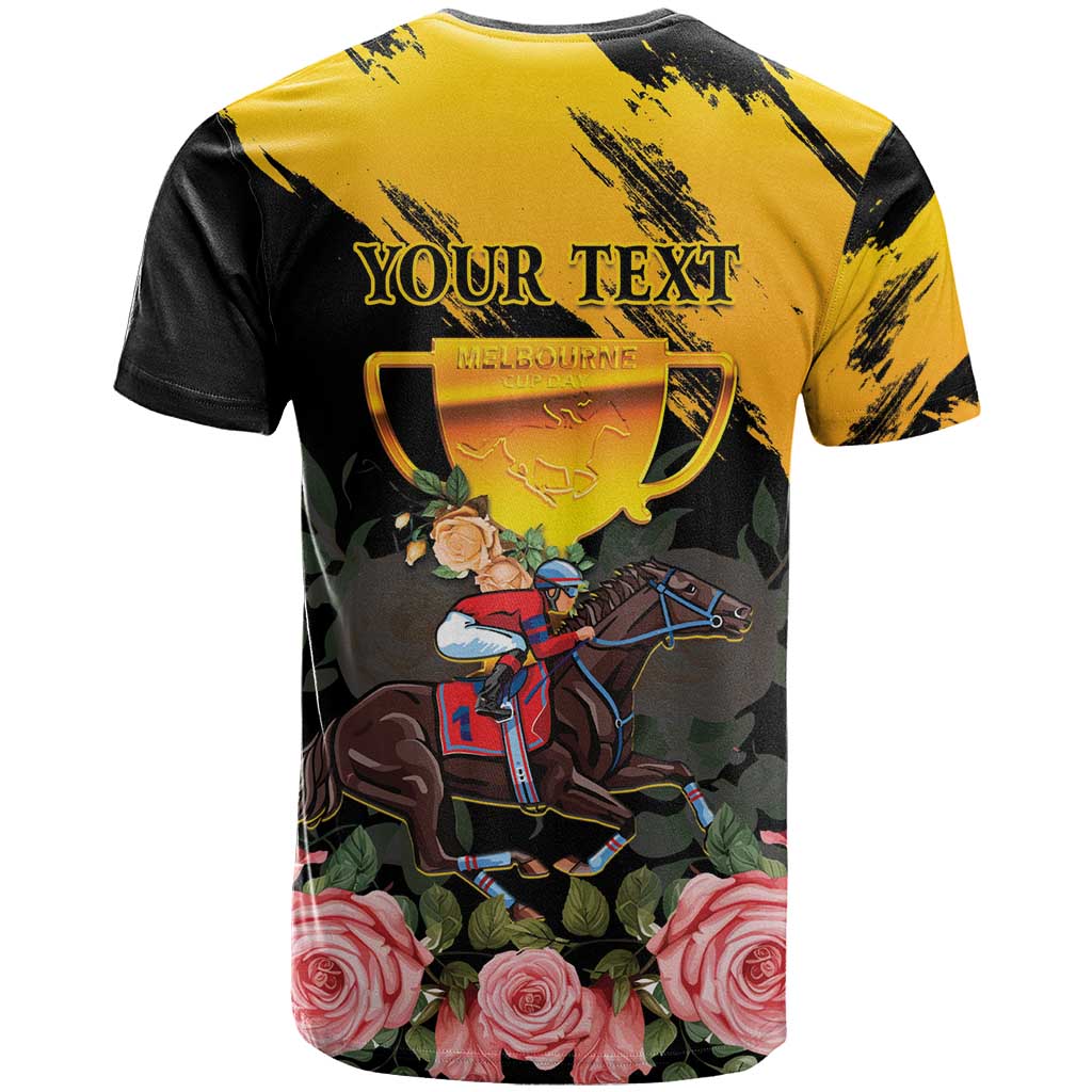 Personalised Australia Melbourne Cup Day T Shirt Horse Racing Trophy With Roses LT14
