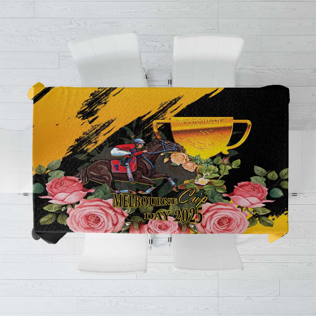 Personalised Australia Melbourne Cup Day Tablecloth Horse Racing Trophy With Roses LT14
